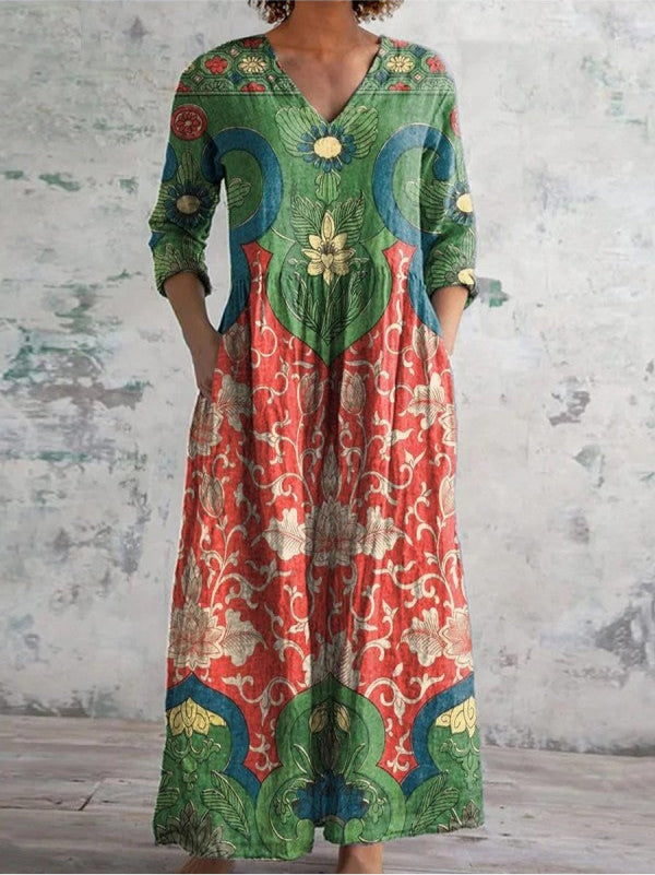 Stanislawa - Vintage Kwiatowa Sukienka Maxi
