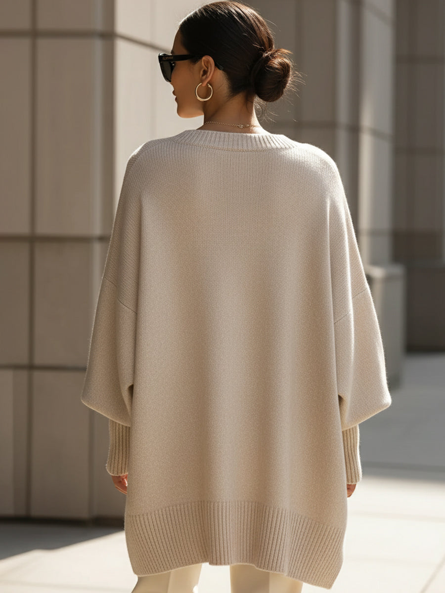 Klara | Oversize Sweter z Szerokim Dekoltem