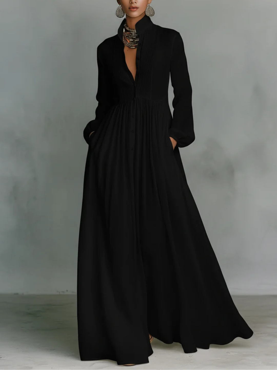 Helena | Elegancka sukienka maxi ze stójką