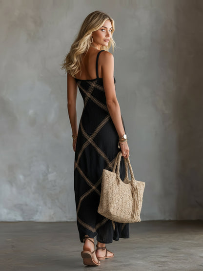 Ewa | Sukienka Maxi w Geometryczny Wzór