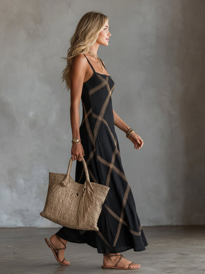 Ewa | Sukienka Maxi w Geometryczny Wzór