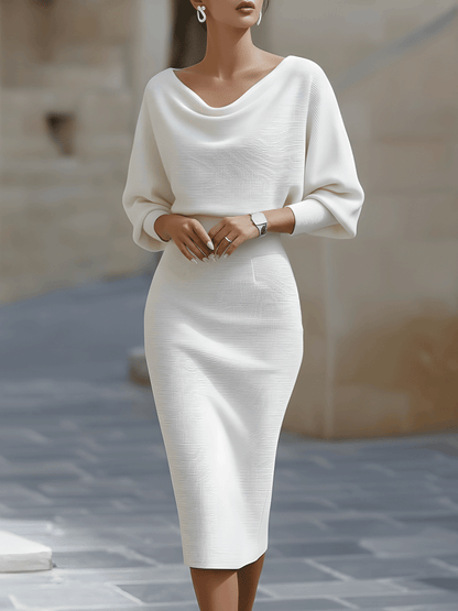 Karolina | Elegancka Sukienka Midi z Drapowaniem