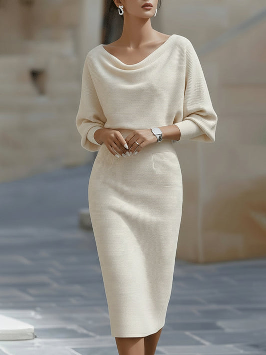 Karolina | Elegancka Sukienka Midi z Drapowaniem