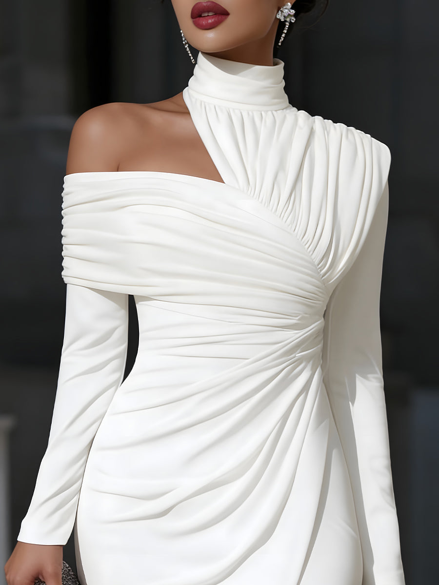 Julia | Elegancka Sukienka Midi z Drapowaniem