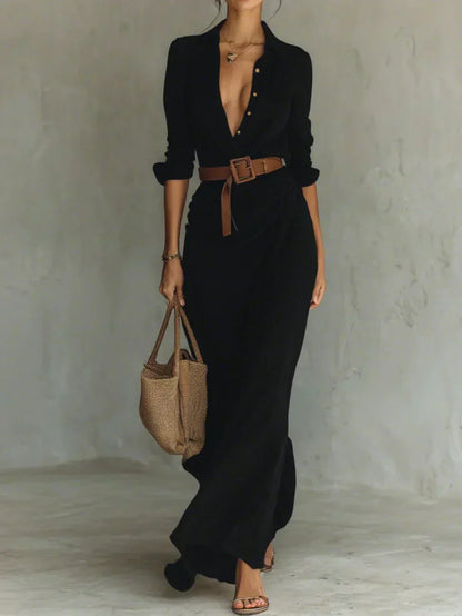 Camille™ | Elegancka Sukienka Maxi z Paskiem