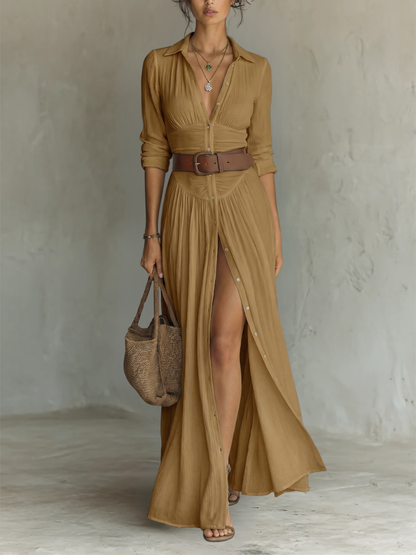 Fabiola | Elegancka Sukienka Maxi z Paskiem