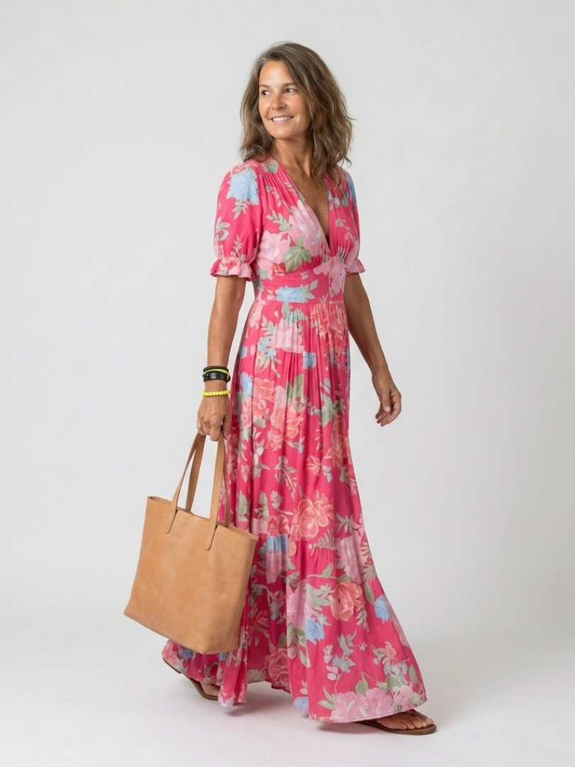 Fiorina | Elegancka sukienka midi w kwiaty