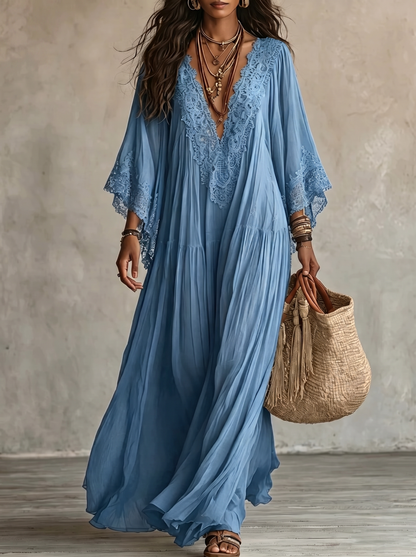 Maja | Zwiewna Sukienka Maxi Boho z Haftem
