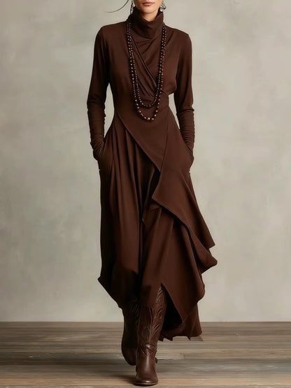 Lena | Elegancka Sukienka Maxi z Asymetrycznym Fasonem