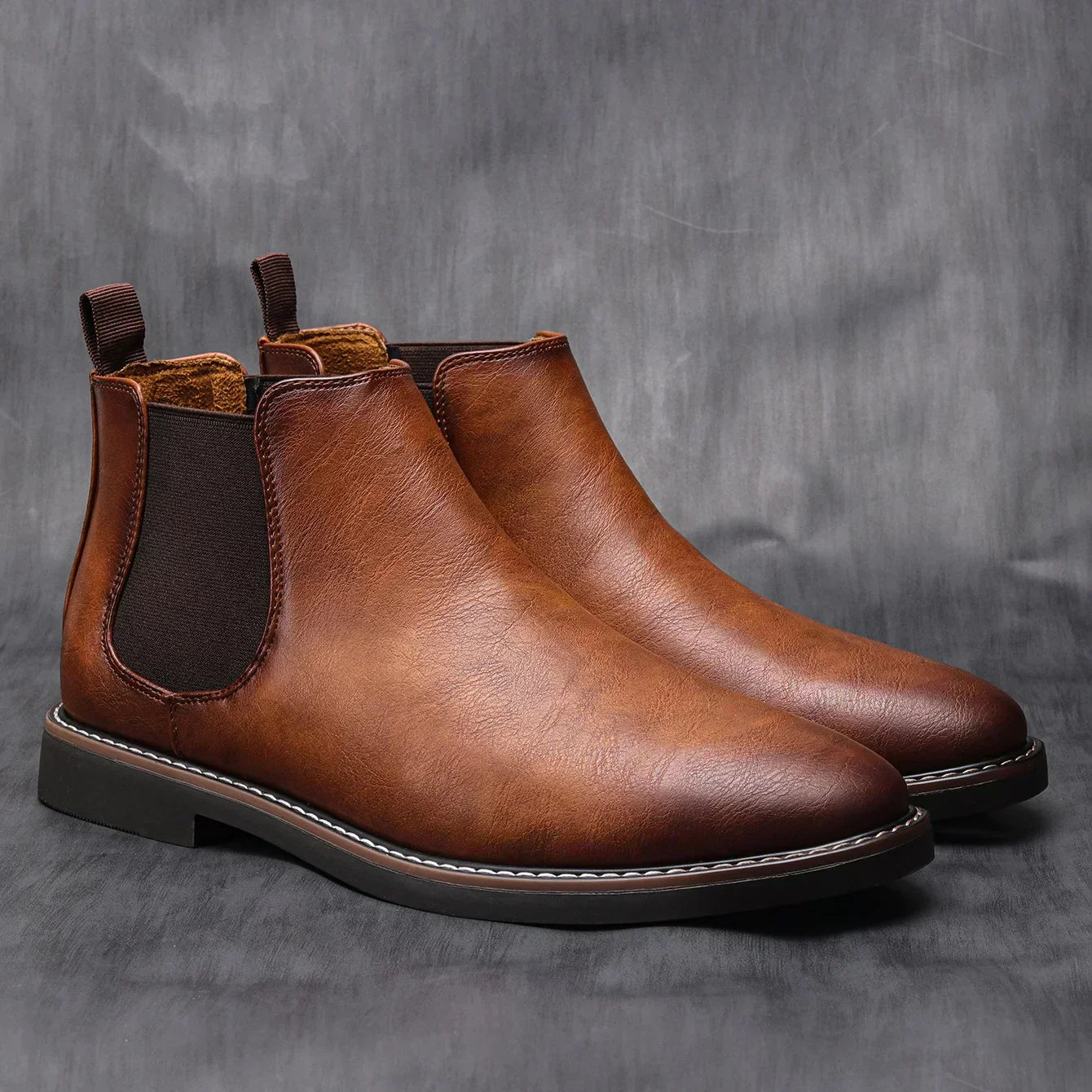 Mikołaj | Brązowe eleganckie skórzane buty