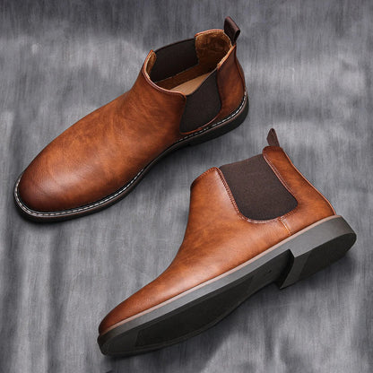 Mikołaj | Brązowe eleganckie skórzane buty