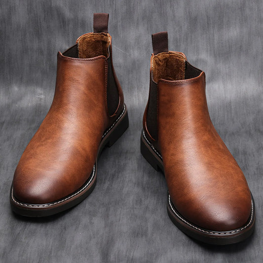 Mikołaj | Brązowe eleganckie skórzane buty