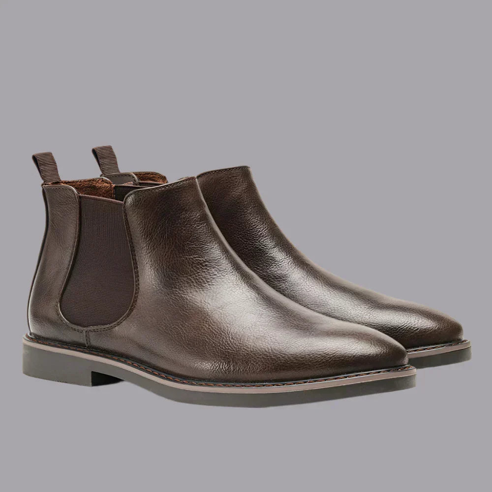 Mikołaj | Brązowe eleganckie skórzane buty