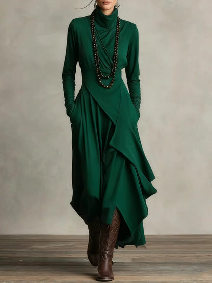 Lena | Elegancka Sukienka Maxi z Asymetrycznym Fasonem