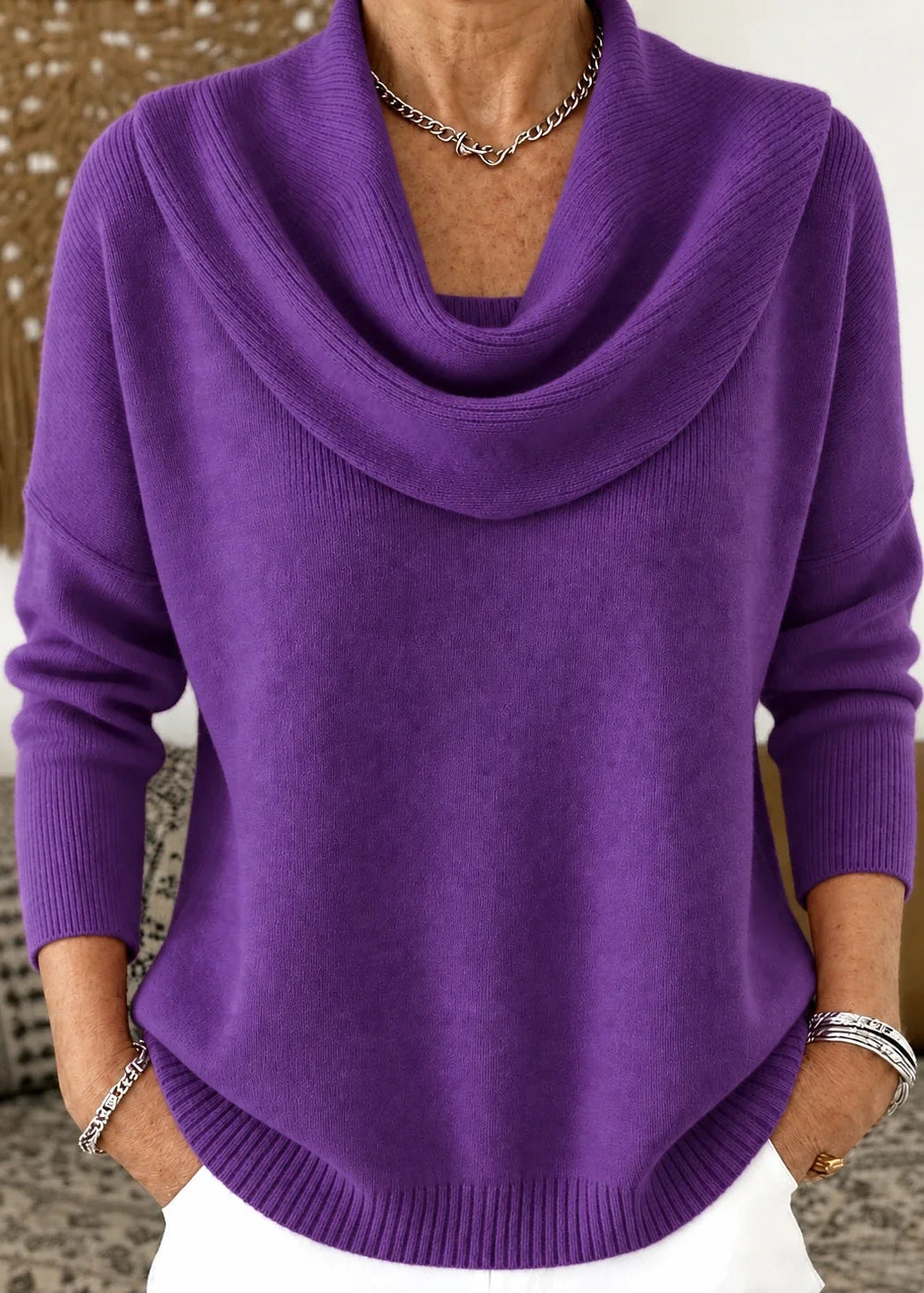 Hanna | Elegancki Sweter z Drapowanym Golfem