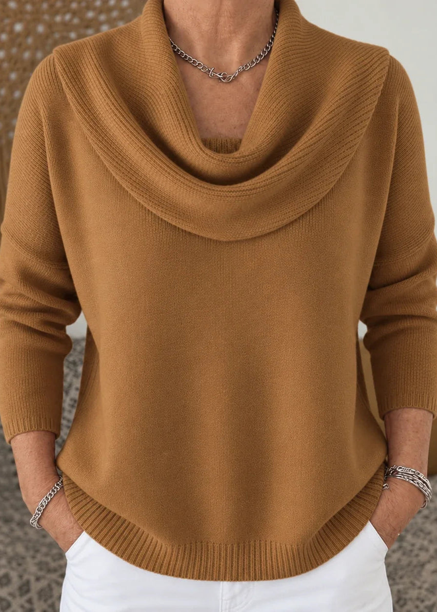 Hanna | Elegancki Sweter z Drapowanym Golfem