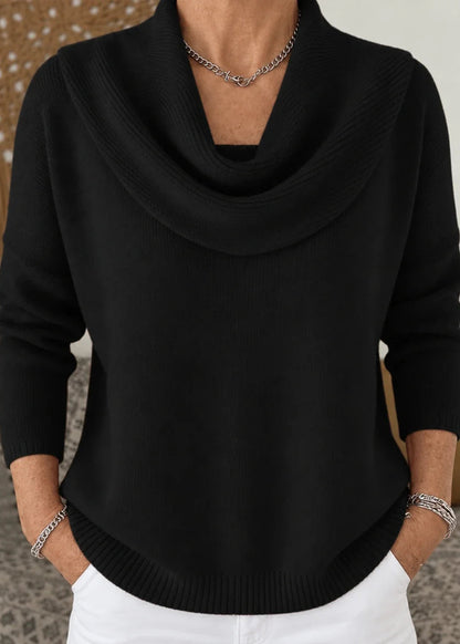 Hanna | Elegancki Sweter z Drapowanym Golfem