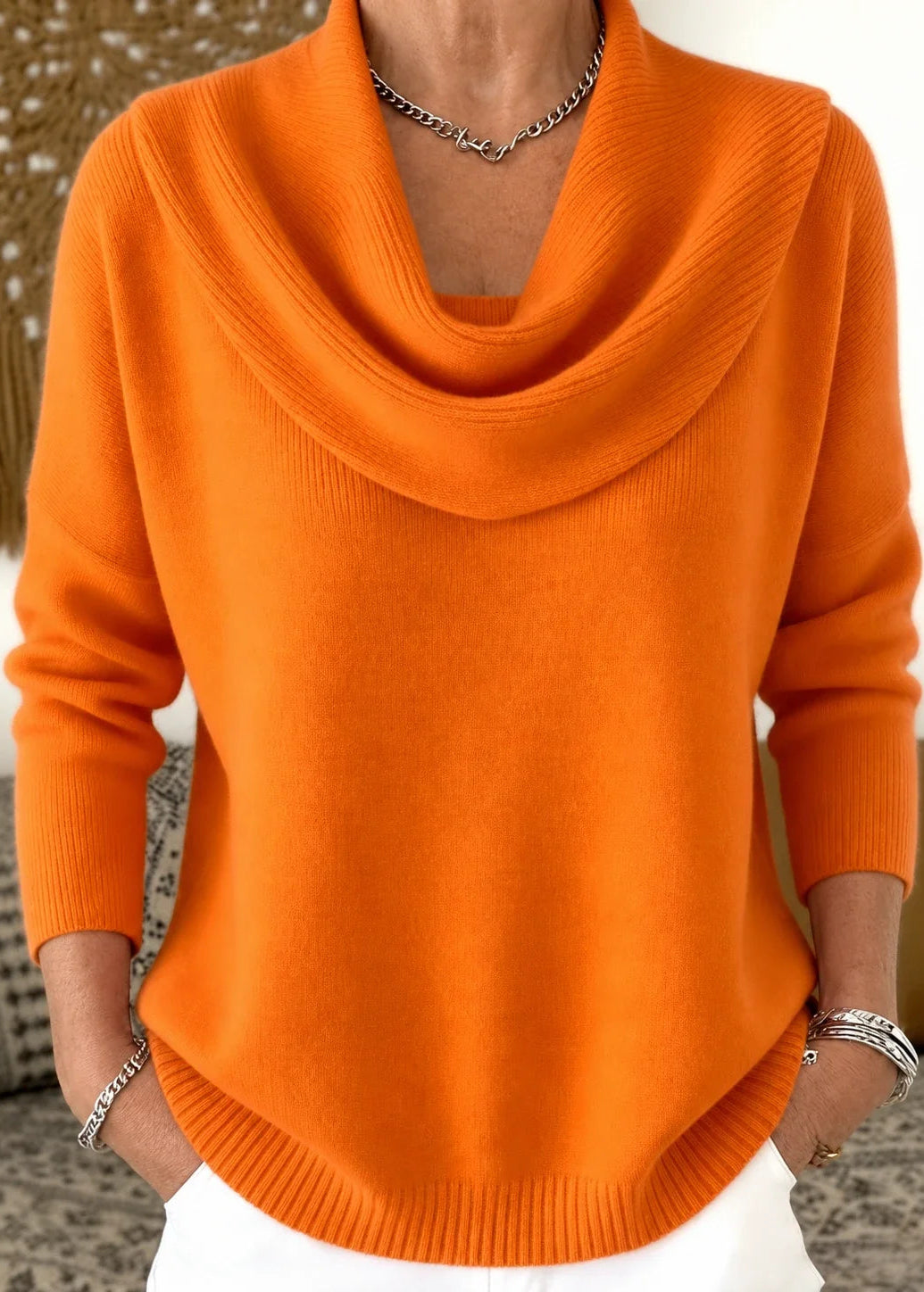 Hanna | Elegancki Sweter z Drapowanym Golfem
