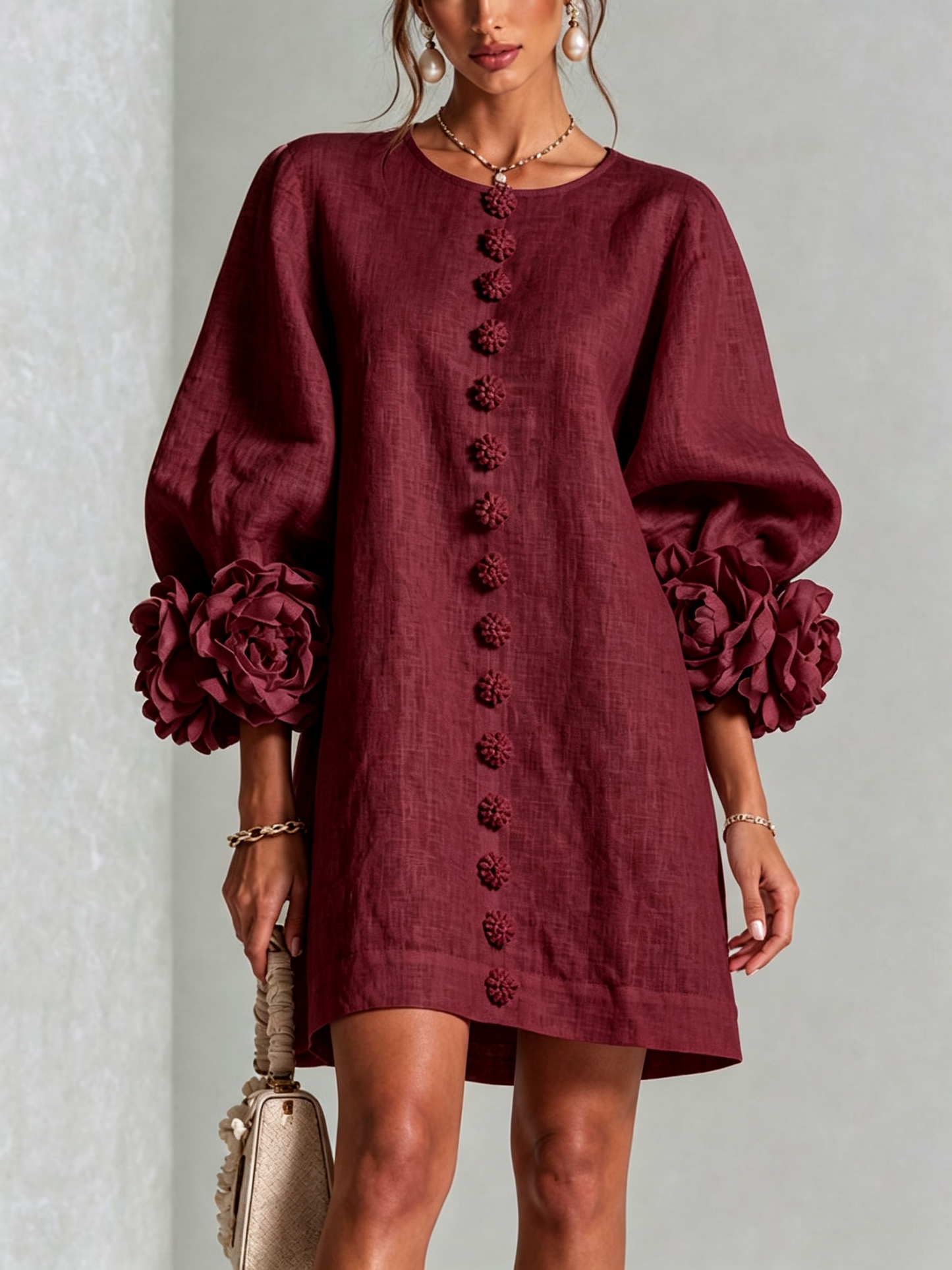 Amelia | Elegancka Sukienka Mini z Bufiastymi Rękawami