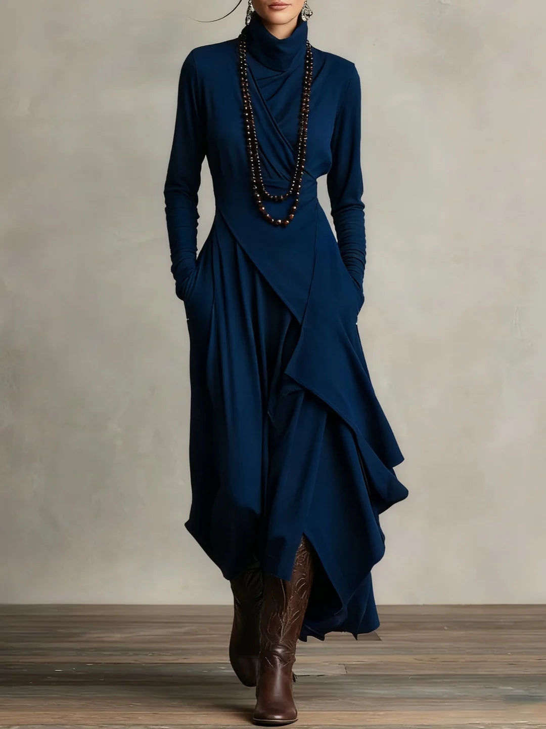 Lena | Elegancka Sukienka Maxi z Asymetrycznym Fasonem