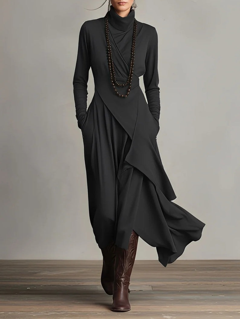 Lena | Elegancka Sukienka Maxi z Asymetrycznym Fasonem