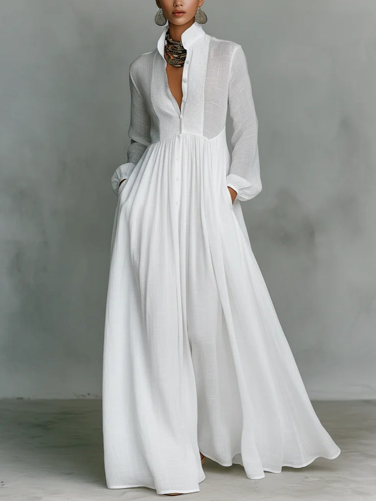 Helena | Elegancka sukienka maxi ze stójką