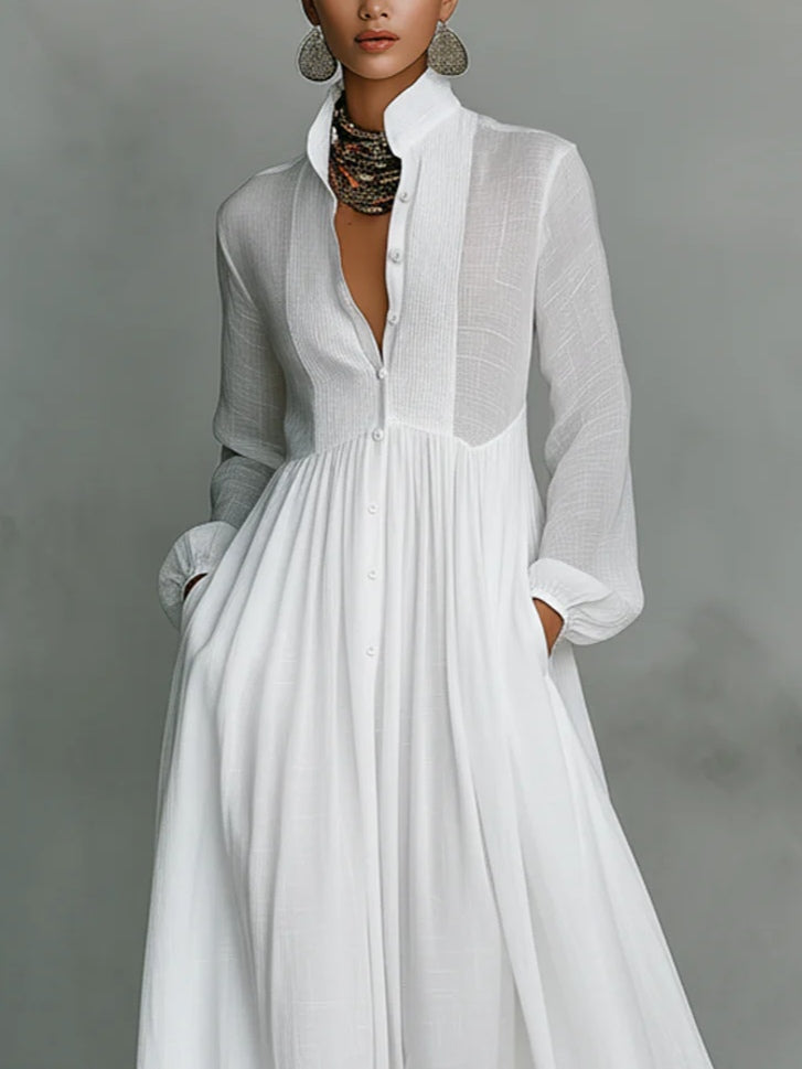 Helena | Elegancka sukienka maxi ze stójką