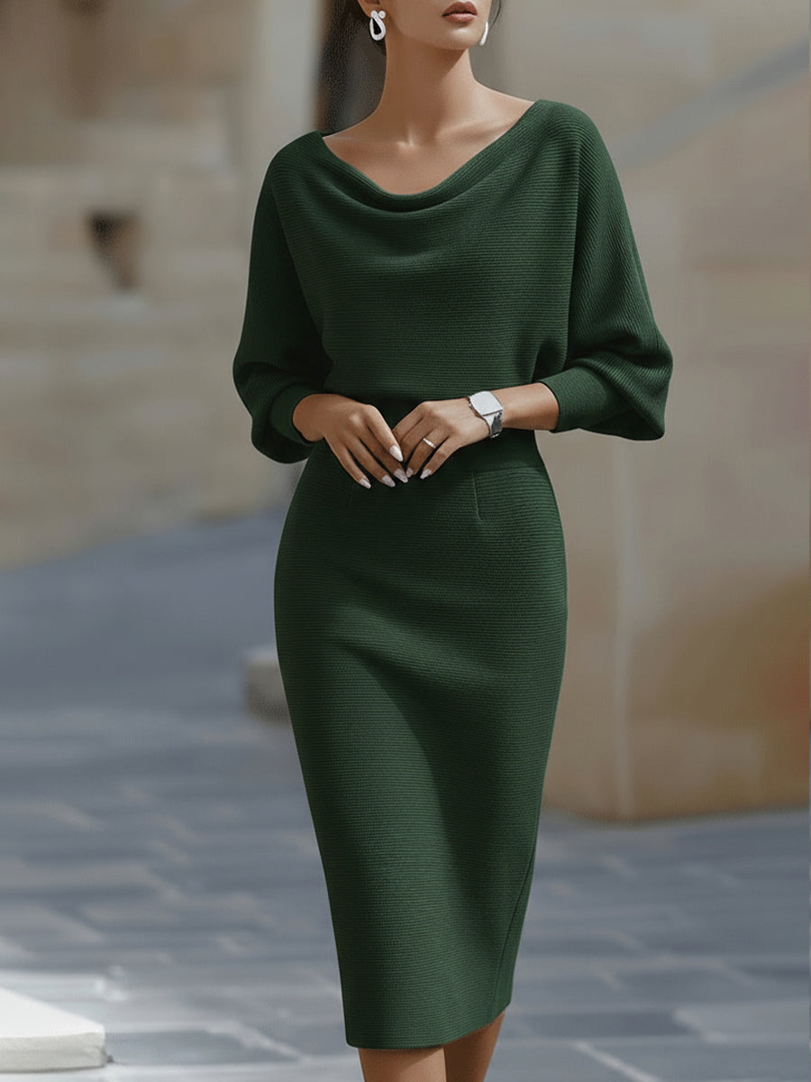 Karolina | Elegancka Sukienka Midi z Drapowaniem