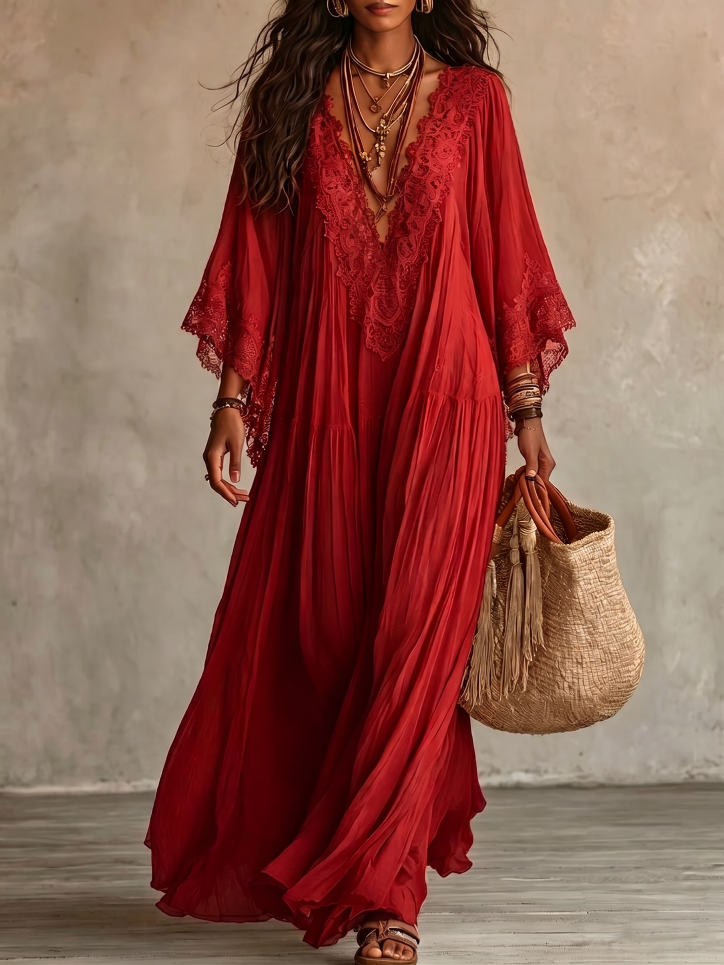 Maja | Zwiewna Sukienka Maxi Boho z Haftem