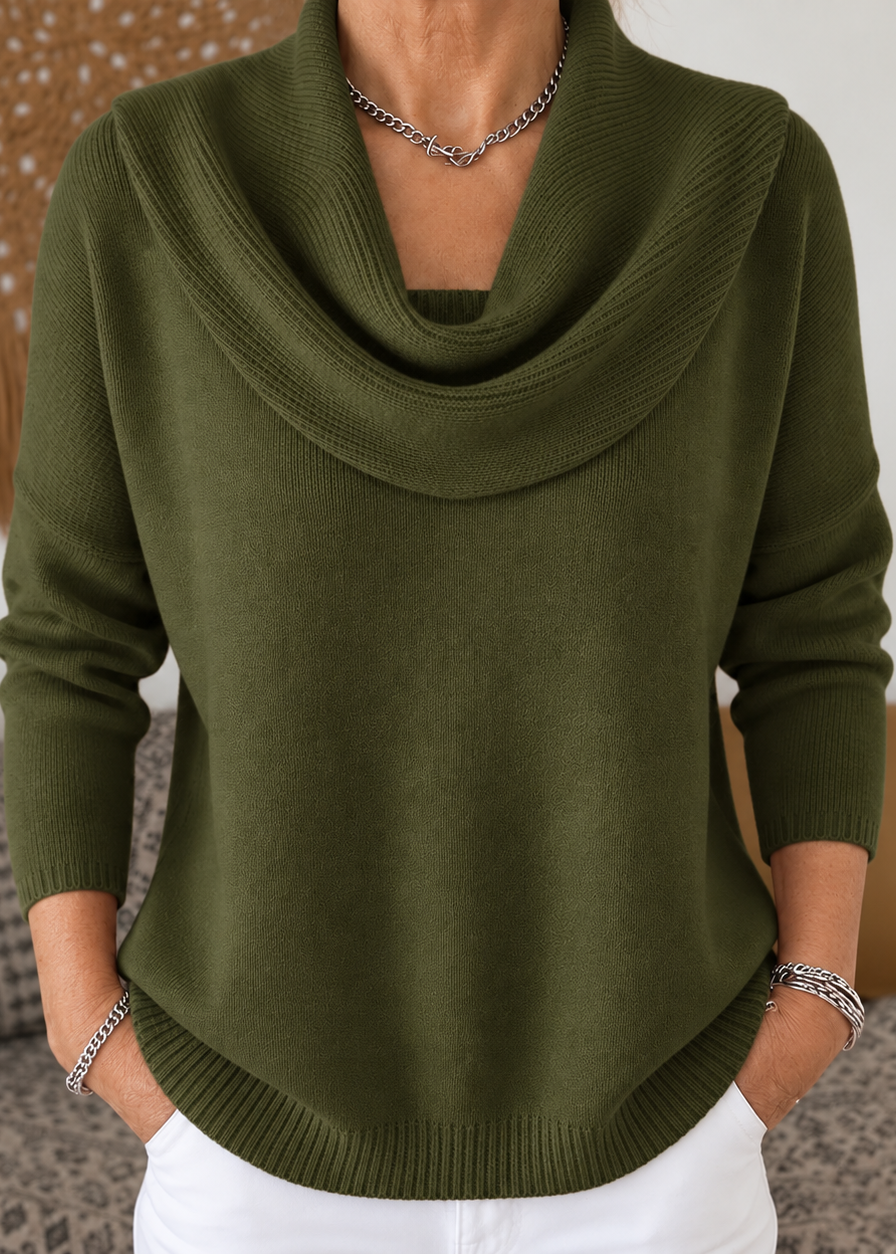 Hanna | Elegancki Sweter z Drapowanym Golfem