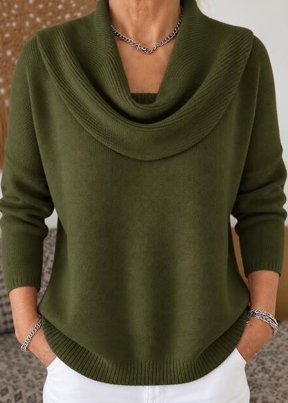 Hanna | Elegancki Sweter z Drapowanym Golfem