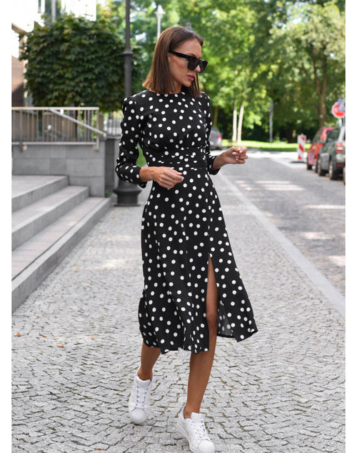 Wioletta | Elegancka Sukienka w Grochy